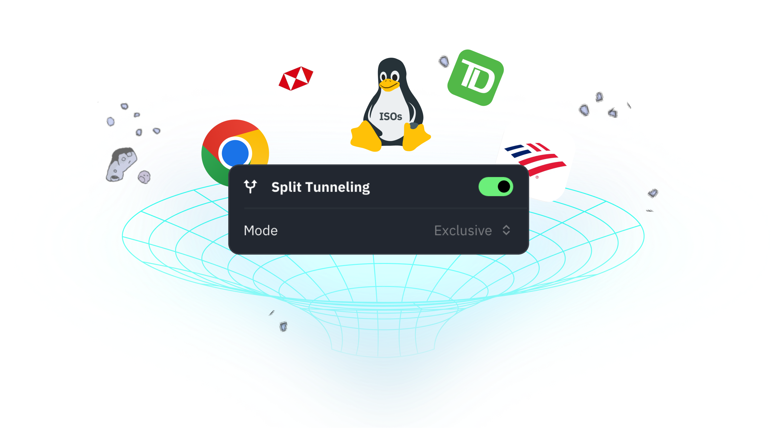 Proteção personalizada com Split Tunneling