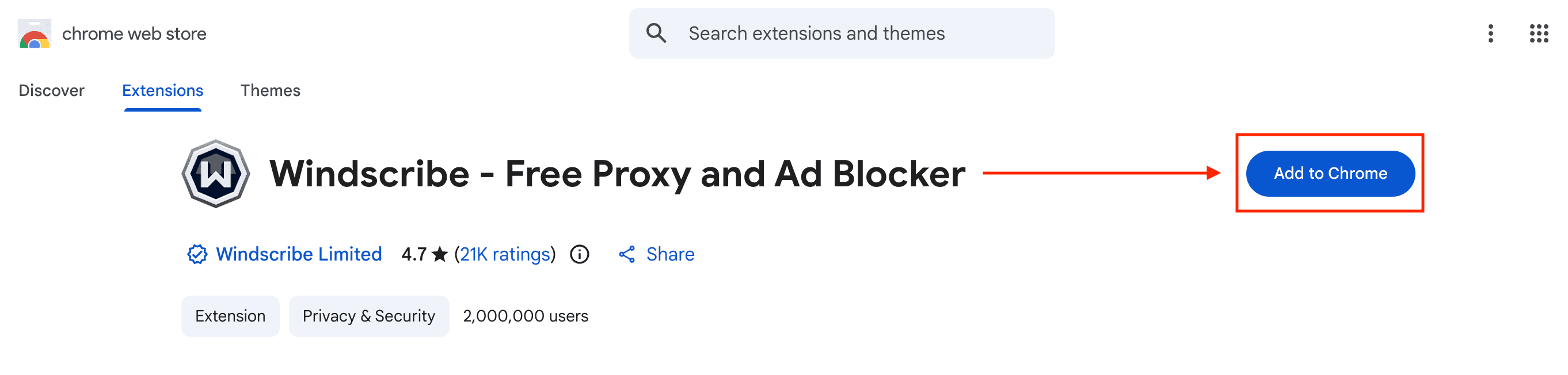 Add To Chrome button